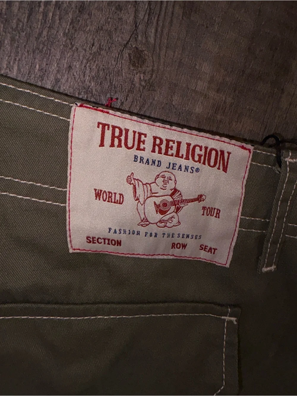 True Religion Olive Green Relaxed Cargo Jeans